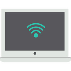 Computer Screen Displaying Wifi Signal Icon Modern Technology Communication Network Connectivity Concept