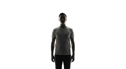 Silhouette of a person standing against a bright white background, symbolizing anonymity and mystery