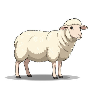 Sheep White Stand Anime Cartoon