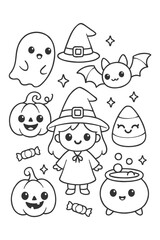 Funny Cartoon Character Icon - Halloween doodle coloring