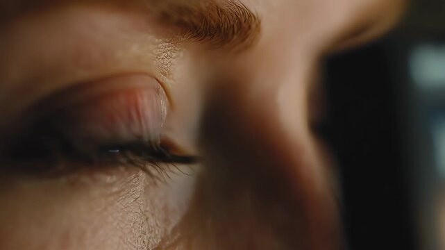 Medium shot showing a closeup of an employees eye scanning a retinal recognition device ensuring restricted area entry with advanced security.