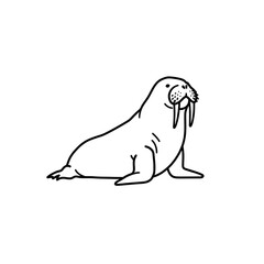 Obraz premium Vector icon illustration of a walrus, representing nature, with a clean and minimalist design, perfect for various applications and designs