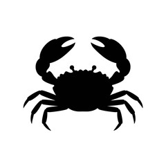 Sleek black crab silhouette vector icon, a minimalist graphic of a sea animal from nature. This isolated crustacean is ideal for seafood logos and marine life
