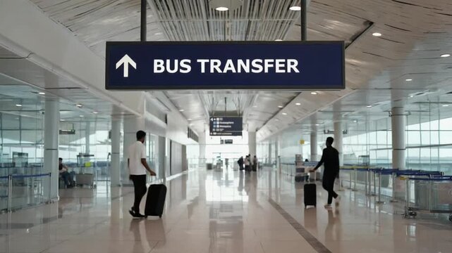 Bus transfer at the airport.