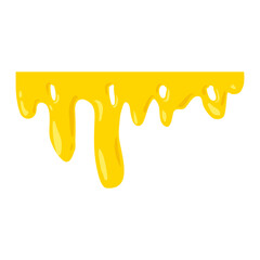 Melted Cheese Drip Illustration – Glossy Yellow Flow with Sticky Texture on White Background