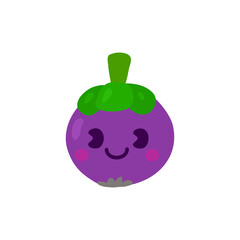 A Cute Cartoon Mangosteen Illustration cute character with happy expression.