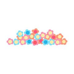 Colorful Pastel Flower Cluster Illustration For Greeting Cards, Backgrounds, And Design Projects