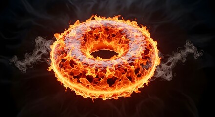 Fiery Ring of Flames with Smoke wisps A Bold Graphic Element