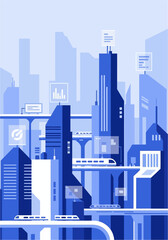 Fototapeta premium Modern Flat Design Smart City With Hightech Infrastructure