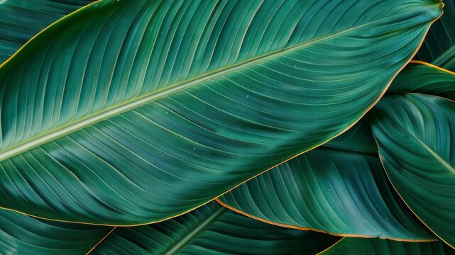 Nature's Emerald Canvas: An overhead view showcasing a close-up of layered, vibrant green leaves, the detailed texture and intricate veins highlighted, evoking a sense of natural elegance.