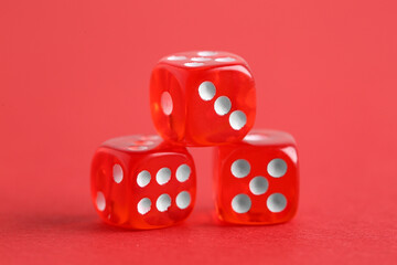 Game dices on red background