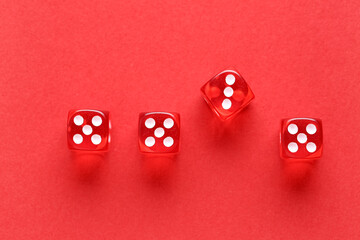 Game dices on red background