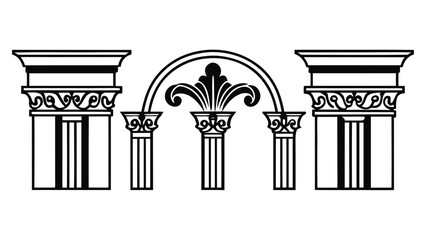 Architectural Motifs, Classical elements Blocks Design Vector Line Art Cad Drawings of structural elements, historical design, decorative motif