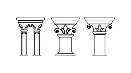 Architectural Motifs, Classical elements Blocks Design Vector Line Art Cad Drawings of structural elements, historical design, decorative motif