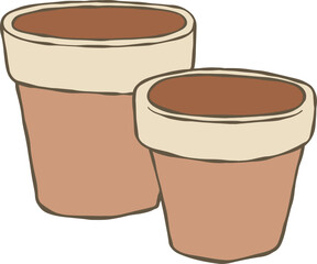 Farm Tools cartoon pots plant terracotta clay gardening tools