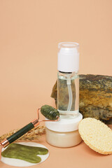 Skin care products and stone Transparent essence lotion serum face mask gua sha massage roller