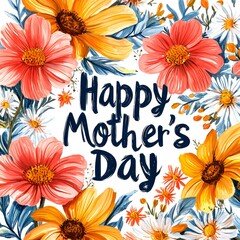 floral illustration celebrating Mother's Day with flowers and heartfelt message for mothers