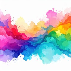 Obraz premium Abstract Watercolor Swirls Of Rainbow Hues On White Background Decorative Artistic Design
