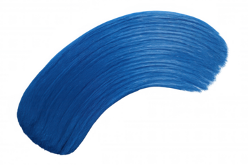 Vibrant blue acrylic paint stroke creating an abstract texture on a transparent background, depicting creativity and art