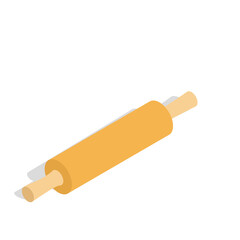 Wooden Rolling Pin with Neutral Handles and Subtle Shadow on a White Background Kitchen Tool for Baking and Dough Preparation