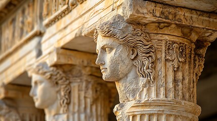 Historic wall carvings preserved in ruins high resolution picture