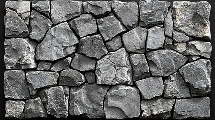 Fototapeta premium Close-up view of an expertly crafted dark gray stone wall, showing intricate patterns