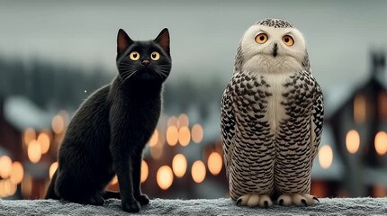 cat and owl