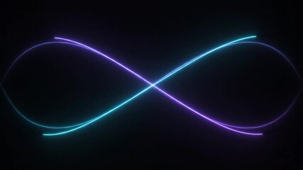 Glowing Neon Infinity Symbol Loop Animation Background. - Powered by Adobe