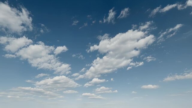 Sky view with puffy white clouds floating in a blue sky