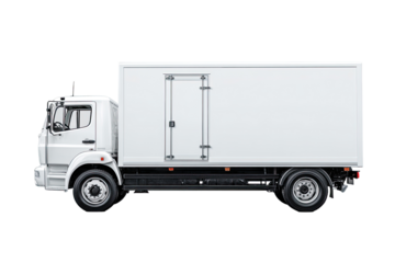 White refrigerated truck, side view