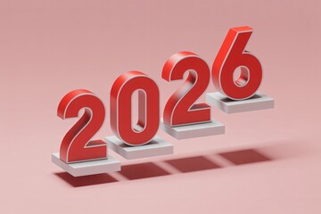 2026 typography – holographic rainbow light, shiny gradient surface, futuristic abstract design