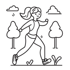 flat outline line art vector illustration of outdoor fitness challenges