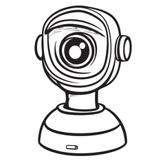 outline line art vector illustration of webcam with a wideangle view