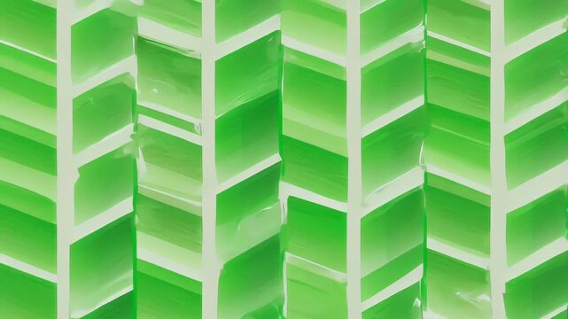 Abstract green pattern featuring overlapping angled shapes with white vertical lines