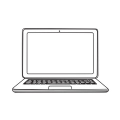 pencil sketch outline illustration of laptop with a virtual background