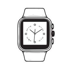 sketch outline illustration of smartwatch showing a workout timer
