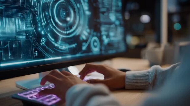 Medium shot of a person configuring a virtual document scanner on a local network focusing on privacy and offline security features