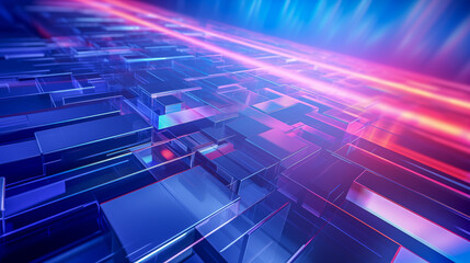 Obraz premium Futuristic Abstract Geometric Digital Background with Neon Color