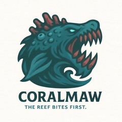 Fearsome sea creature with sharp teeth emerges from ocean waves.