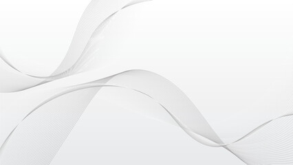 Dynamic Wavy Flowing Lines Abstract White and Gray Background
