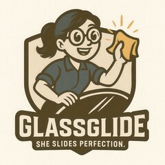 Cartoon woman cleaning glass with cloth,  design.