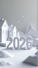 Fototapeta premium Crisp White Paper Village 2026 Celebration