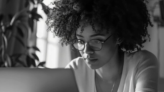 Individual focused on work or study