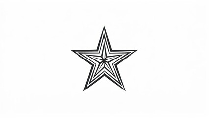 Obraz premium A simple, graphic outline of a layered star shape against a clean white background