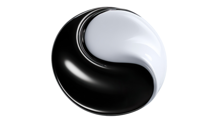 Black and white yin-yang symbol, smooth 3D