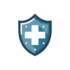 Shield with Cross Symbol Representing Health Protection