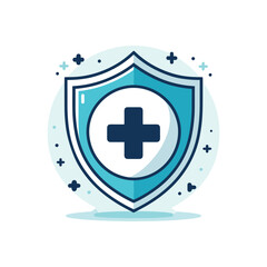 Fototapeta premium Shield with medical cross symbol on a light background