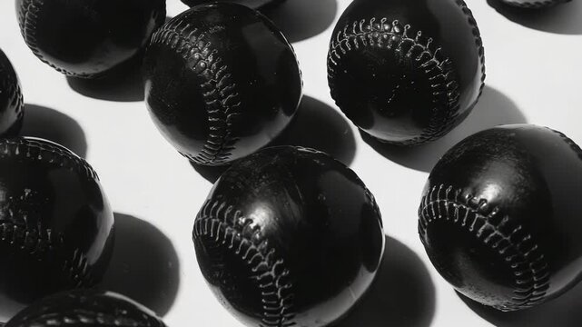 A collection of baseballs with glove texture