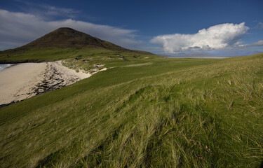 Traigh na Cleavag beach and Ceapabhal, Isle of Harris, Scotland