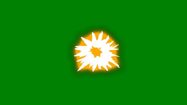 A green background with white border and screen small dot star an orange flower on it clock dots green screen animated chromakey background movement depth cartoonish layers gesture